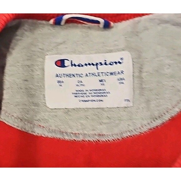 Champion Vertical Spellout Red Crewneck Sweatshirt Pullover Mens Size XL - Picture 3 of 3